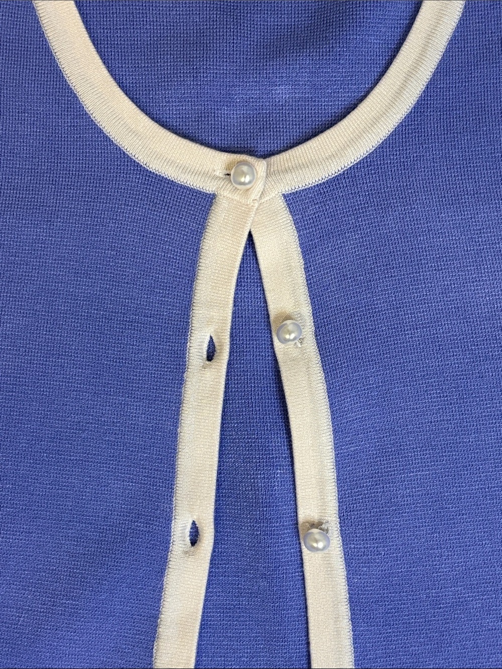 Appleseeds Periwinkle Blue Knit Cardigan with White Trim PL - Picture 4 of 6